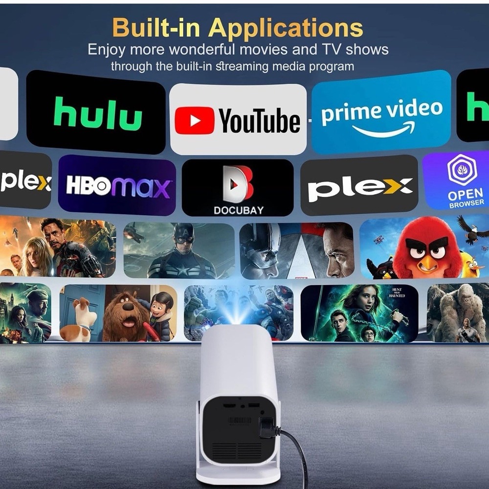 Mini Projector with Wifi and Bluetooth, Built-in Apps,Movie Projector - Picture 3 of 12